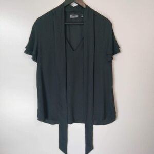 7th avenue women's black shirt‎ size L.